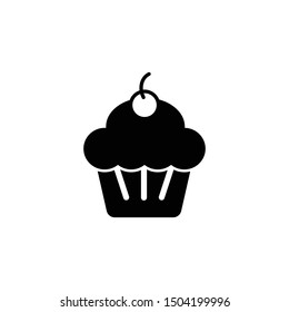 Cherry cupcake Icon,cake icon on white background