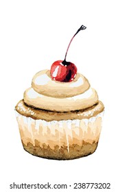 Cherry cupcake illustration