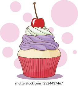 Vector de ilustración de Cherry Cupcake