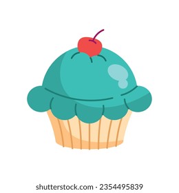 cherry cupcake illustration vector isolated