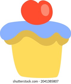 Cherry cupcake, illustration, vector, on a white background.