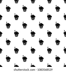 Cherry cupcake pattern vector seamless repeating for any web design