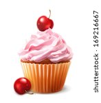 Cherry cupcake, vector