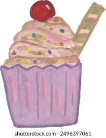 Cherry cupcakes watercolor artclip design