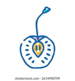cherry cut doodle icon sketch vector. cherry cut sign. isolated symbol illustration