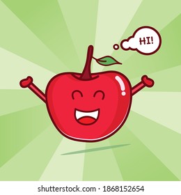 cherry cute character vector illustration