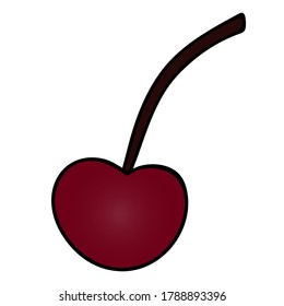 Cherry. Decoration for a refreshing cocktail. Colored vector illustration. Isolated white background. Cartoon style. Ripe berry. Vacation mood. Alcohol drink design. Juicy cherries. Web design, menu.