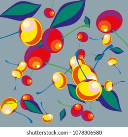 Cherry in a Decorative Style. Vector illustration 