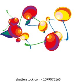 Cherry in a Decorative Style. Vector illustration 