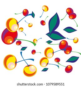 Cherry in a Decorative Style. Vector illustration 