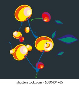 Cherry in a Decorative Style. Vector illustration