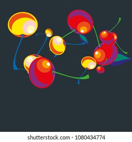 Cherry in a Decorative Style. Vector illustration