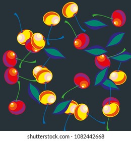 Cherry in a Decorative Style. Vector illustration 