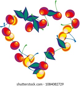 Cherry in a Decorative Style. Vector illustration 