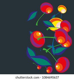 Cherry in a Decorative Style. Vector illustration 