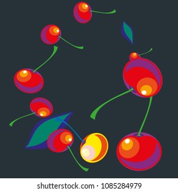Cherry in a Decorative Style. Vector illustration 