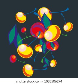Cherry in a Decorative Style. Vector illustration 