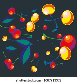 Cherry in a Decorative Style. Vector illustration 