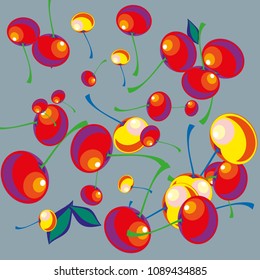 Cherry in a Decorative Style. Vector illustration 