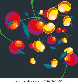 Cherry in a Decorative Style. Vector illustration 