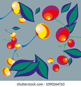 Cherry in a Decorative Style. Vector illustration 