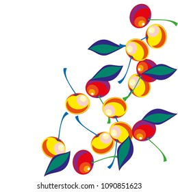 Cherry in a Decorative Style. Vector illustration 
