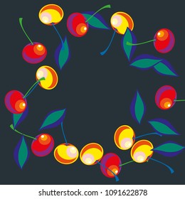 Cherry in a Decorative Style. Vector illustration