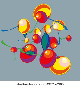 Cherry in a Decorative Style. Vector illustration 