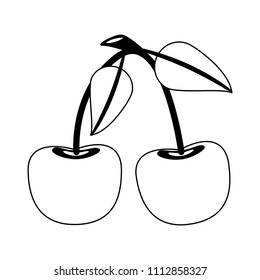 Cherry delicious fruit in black and white colors