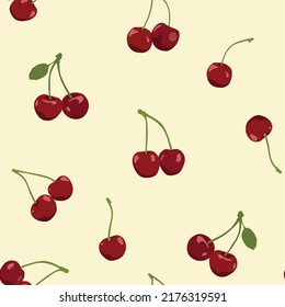 cherry design - seamless vector repeat pattern, use it for wrappings, fabric, packaging and other print and design projects