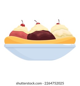 Cherry dessert icon cartoon vector. Sweet snack. Cream bowl