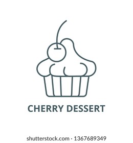 Cherry dessert line icon, vector. Cherry dessert outline sign, concept symbol, flat illustration