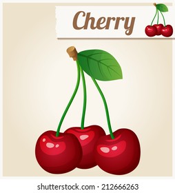Cereza. Icono de vector detallado. Serie de alimentos y bebidas e ingredientes para cocinar.