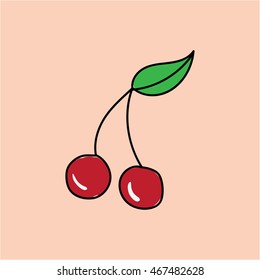 Cherry doodle icon illustration isolated vector sign symbol