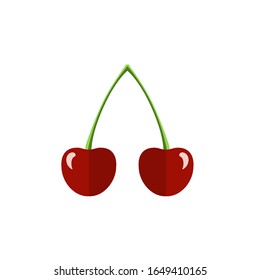Icono del doodle de cerezo sobre fondo blanco. Ilustración vectorial en estilo plano. EPS 10.