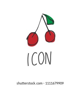 Cherry doodle icon, vector illustration