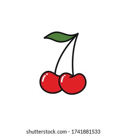 cherry doodle icon, vector illustration
