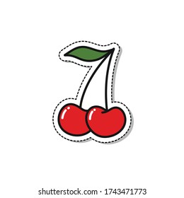 icono del doodle de cereza, ilustración del vector