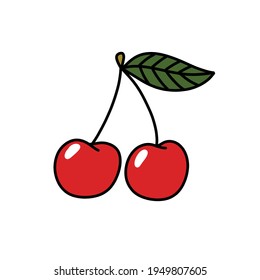 cherry doodle icon, vector illustration