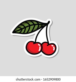 cherry doodle sticker, vector illustration