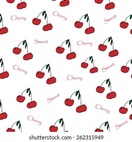cherry in doodle style. Vector Baby Background In Doodle Style