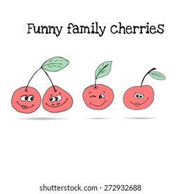  cherry in doodle style. Vector Baby Background In Doodle Style
