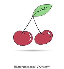  cherry in doodle style. Vector Baby Background In Doodle Style
