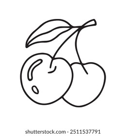Cherry in doodle style, vector illustration