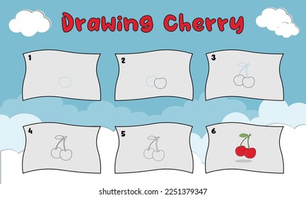 Cherry to draw. Drawing book for children.