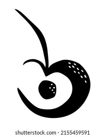 Dibujo de Apple pintado a mano con pincel de tinta aislado en fondo blanco. Ilustración del vector