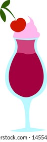 Cherry drink, illustration, vector on white background.