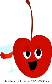 Cherry drink, illustration, vector on white background.