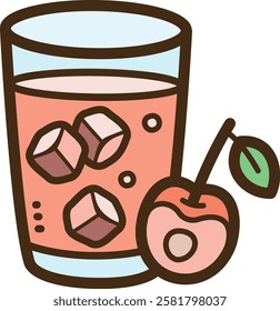 Cherry drink vector doodle illustration and graphic