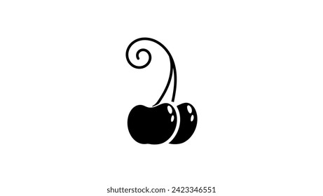 cherry emblem, black isolated silhouette